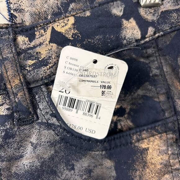 NWT We the Free People Inferno Metallic Flare Jeans Floral Low Rise size 26 Boho - Picture 11 of 12